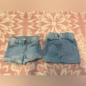 Denim shorts and skirt
